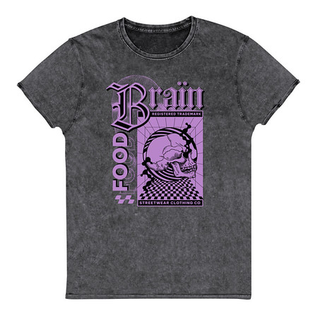 [ID: 462-G280] Brain Food - Y2K Skull Streetwear Unisex Denim T-Shirt