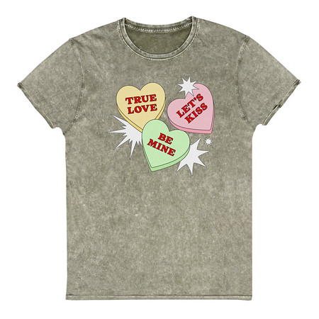 [ID: 462-G331] Candy Hearts - Valentine's Day Unisex Denim T-Shirt