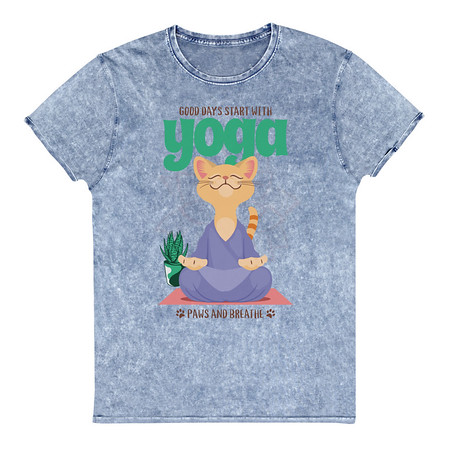 [ID: 462-G339] Cat Yoga - Cute Meditation Unisex Denim T-Shirt