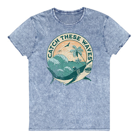 [ID: 462-G345] Catch These Waves Shark  Unisex Denim T-Shirt