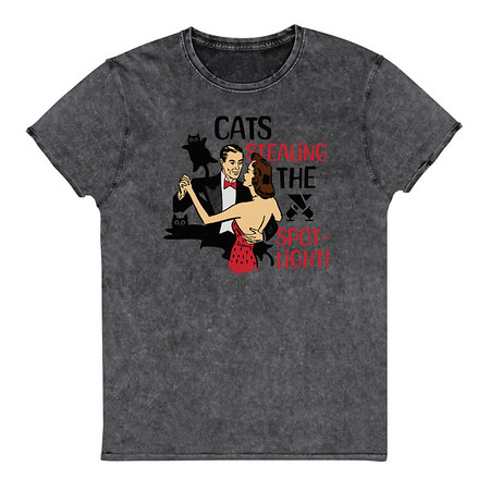 [ID: 462-G348] Cats Stealing the Spotlight Unisex Denim T-Shirt
