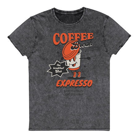 [ID: 462-G394] Coffee Break Cartoon Retro 90s  Unisex Denim T-Shirt