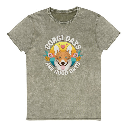 [ID: 462-G420] Corgi Days - Funny Animal Unisex Denim T-Shirt