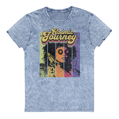 [ID: 462-G422] Cosmic Journey Rainbow Retro Unisex Denim T-Shirt