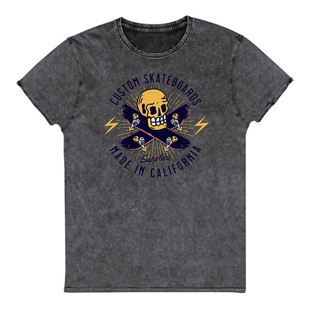 [ID: 462-G446] Custom Skateboards - Skull Unisex Denim T-Shirt