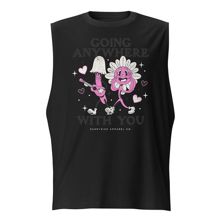 [ID: 365-G93] Anywhere With You - Typographic Cartoon Streetwear Unisex Muscle Shirt