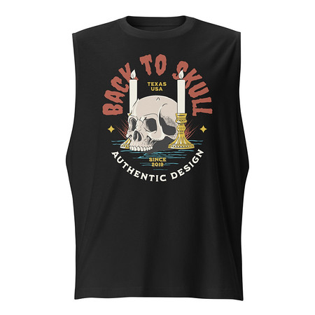 [ID: 365-G124] Back to Skull - Authenthic Design  Unisex Muscle Shirt