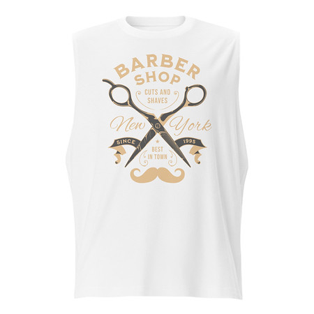 [ID: 365-G139] Barber Shop Cuts & Shaves - Scissor Unisex Muscle Shirt