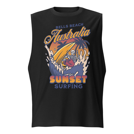 [ID: 365-G180] Bells Beach Australia Sunset Surfing Unisex Muscle Shirt