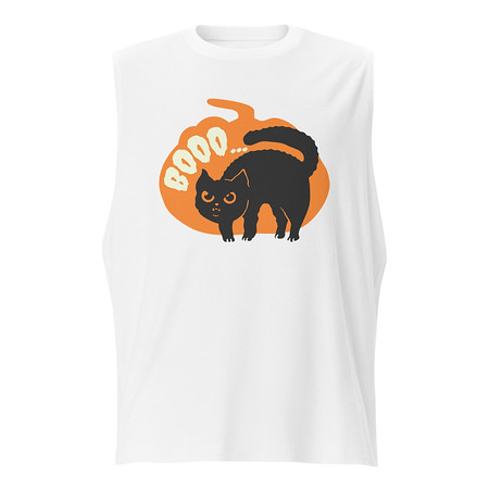 [ID: 365-G251] Boo - Scay Cute Cat Unisex Muscle Shirt