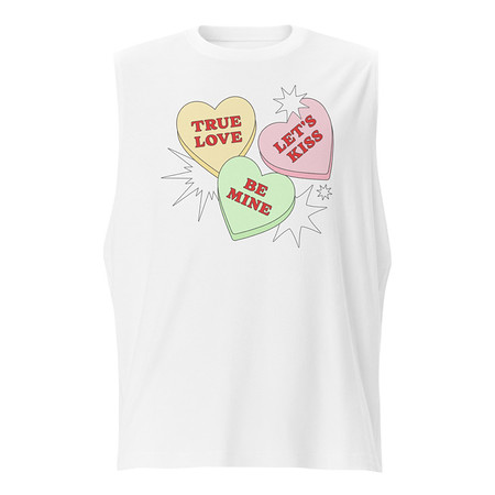 [ID: 365-G331] Candy Hearts - Valentine's Day Unisex Muscle Shirt