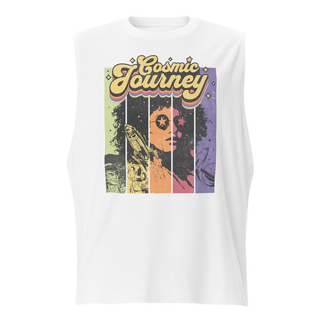 [ID: 365-G422] Cosmic Journey Rainbow Retro Unisex Muscle Shirt