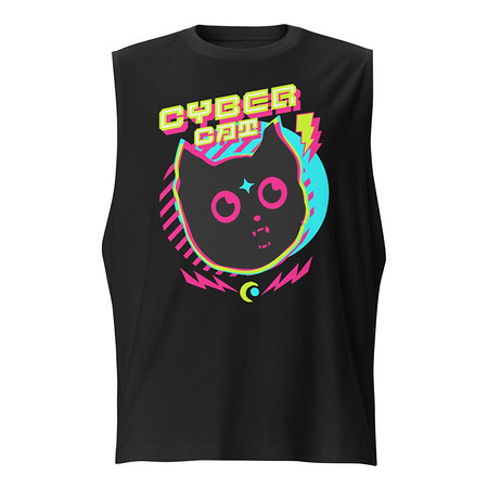 [ID: 365-G456] Cyber Cat - Neon Color Unisex Muscle Shirt