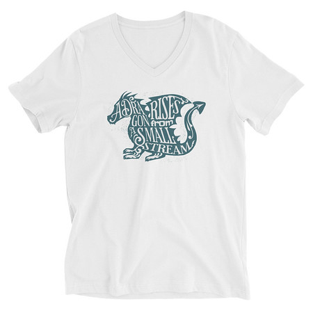 [ID: 223-G16] A Dragon Rises - Typographic Lettering Unisex V-Neck Tee