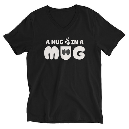 [ID: 223-G17] A Hug in a Mug - Funny Cartoon Unisex V-Neck Tee
