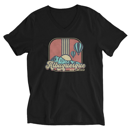 [ID: 223-G36] Albuquerque - Retro Hot Air Baloon Unisex V-Neck Tee