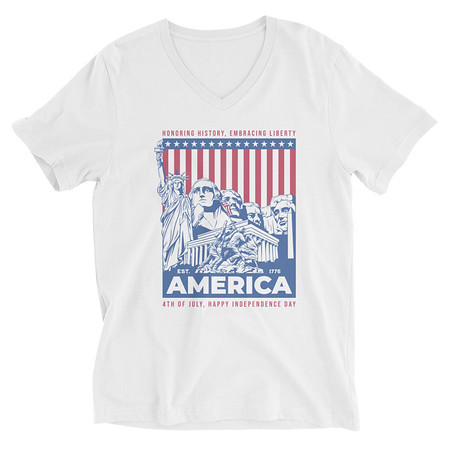 [ID: 223-G58] AMERICA (2) Unisex V-Neck Tee