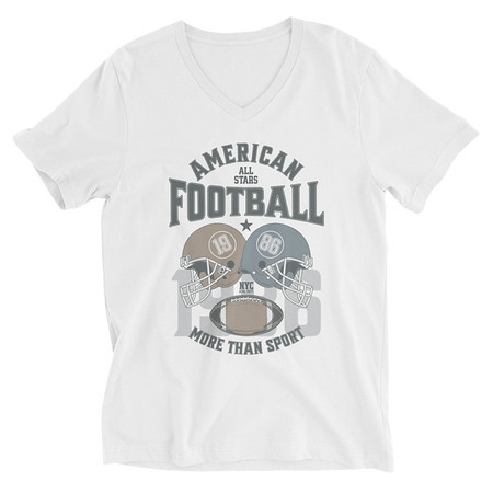 [ID: 223-G64] American All Star Football - Sports Helmet Unisex V-Neck Tee
