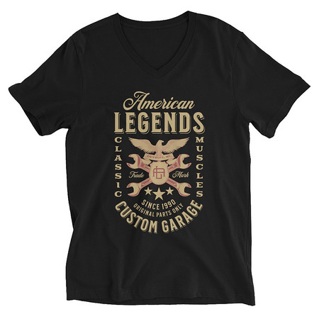 [ID: 223-G75] American Legends Garage - Eagle Unisex V-Neck Tee