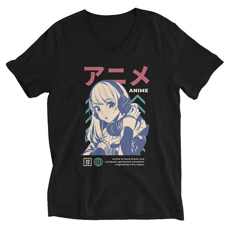 [ID: 223-G89] Anime Girl Unisex V-Neck Tee