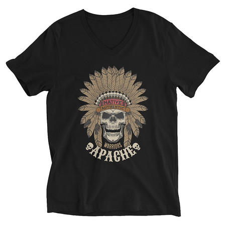 [ID: 223-G94] Apache Warriors - Indian Skull Unisex V-Neck Tee
