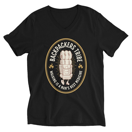 [ID: 223-G125] Backpackers Tribe - Adventure Badge Unisex V-Neck Tee