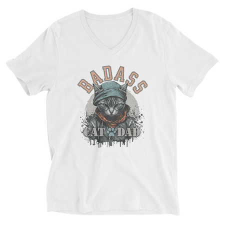 [ID: 223-G129] BADASS CAT DAT Unisex V-Neck Tee