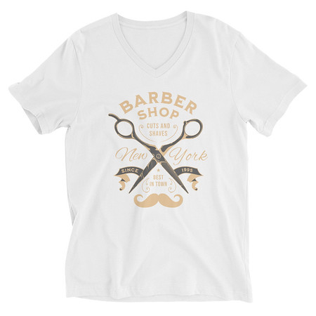 [ID: 223-G139] Barber Shop Cuts & Shaves - Scissor Unisex V-Neck Tee