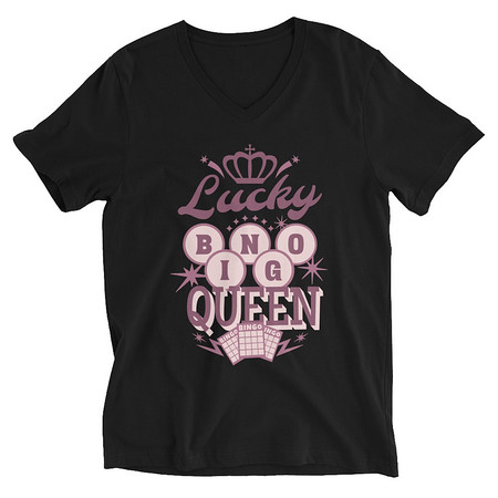 [ID: 223-G209] Bingo Queen - Retro Crown Unisex V-Neck Tee