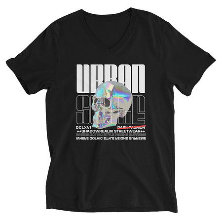 [ID: 223-G213] Black 3D Skull Unisex V-Neck Tee