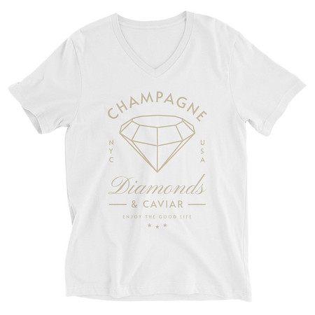 [ID: 223-G215] Black Diamonds - Elegant Unisex V-Neck Tee