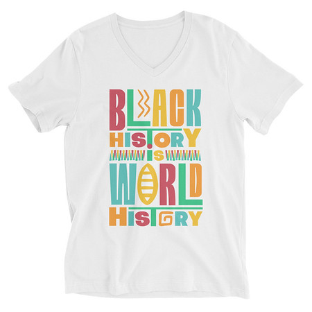 [ID: 223-G218] Black History Is World History - Colorful Typography Unisex V-Neck Tee