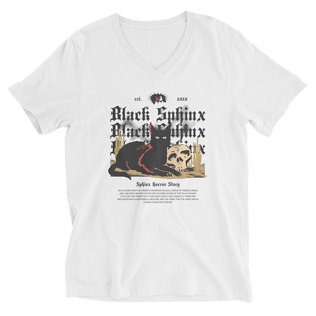 [ID: 223-G230] Black Sphinx Unisex V-Neck Tee