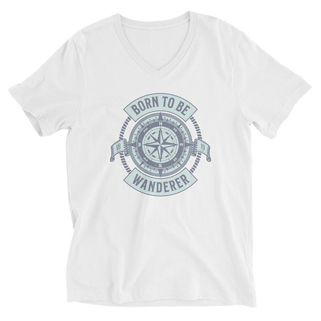 [ID: 223-G261] Born to be Wanderer - Compass Unisex V-Neck Tee
