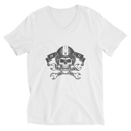[ID: 223-G268] Born to Ride - Biker Club Skull  Unisex V-Neck Tee