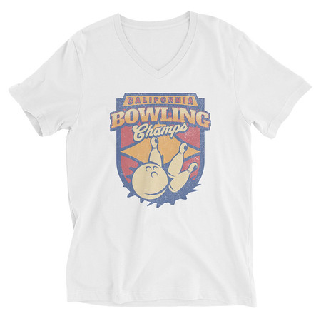 [ID: 223-G275] Bowling Championship - Retro Athlectic Sports Unisex V-Neck Tee