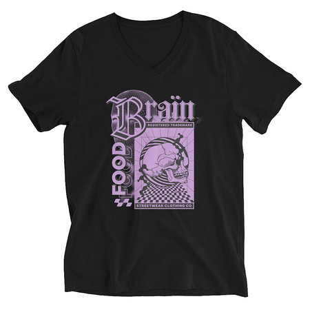 [ID: 223-G280] Brain Food - Y2K Skull Streetwear Unisex V-Neck Tee
