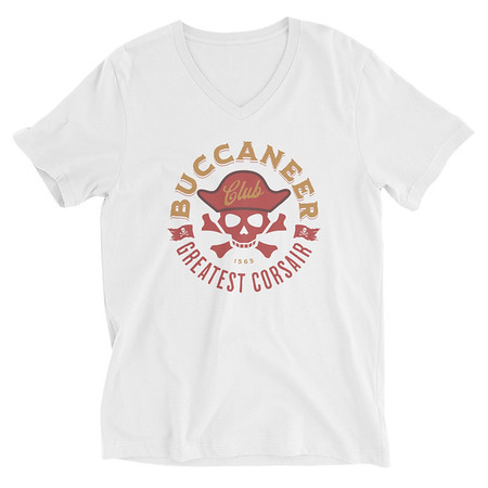 [ID: 223-G293] Buccaneer Club - Pirate Skull Unisex V-Neck Tee
