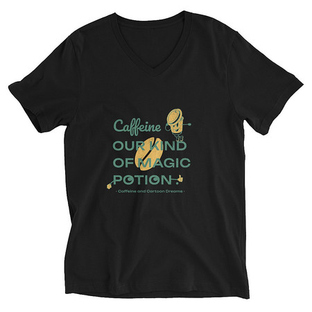 [ID: 223-G307] Caffeine Cartoon Unisex V-Neck Tee