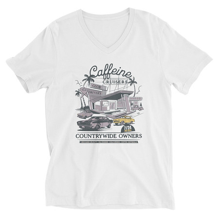 [ID: 223-G308] Caffeine Cruisers Unisex V-Neck Tee