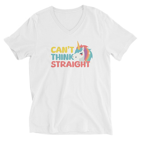 [ID: 223-G328] Can't Think Straight (2) Unisex V-Neck Tee