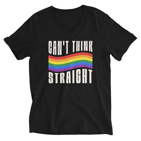 [ID: 223-G329] Can't Think Straight Unisex V-Neck Tee