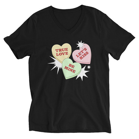 [ID: 223-G331] Candy Hearts - Valentine's Day Unisex V-Neck Tee