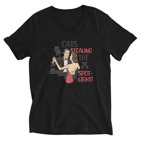 [ID: 223-G348] Cats Stealing the Spotlight Unisex V-Neck Tee