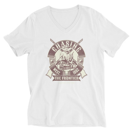 [ID: 223-G360] Chasing the Frontier Unisex V-Neck Tee