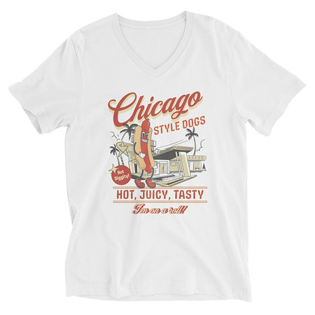 [ID: 223-G364] Chicago Style Hot Dogs Unisex V-Neck Tee
