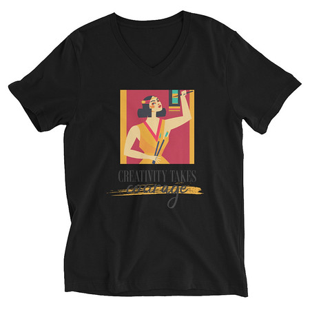 [ID: 223-G434] Creativity Takes Courage Unisex V-Neck Tee