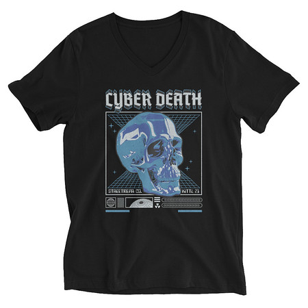 [ID: 223-G457] Cyber Death - Skull Unisex V-Neck Tee