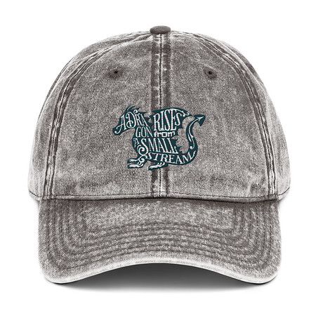 [ID: 327-G16] A Dragon Rises - Typographic Lettering Vintage Cap