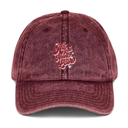 [ID: 327-G50] All You Need is Love - Retro Valentines Day Vintage Cap